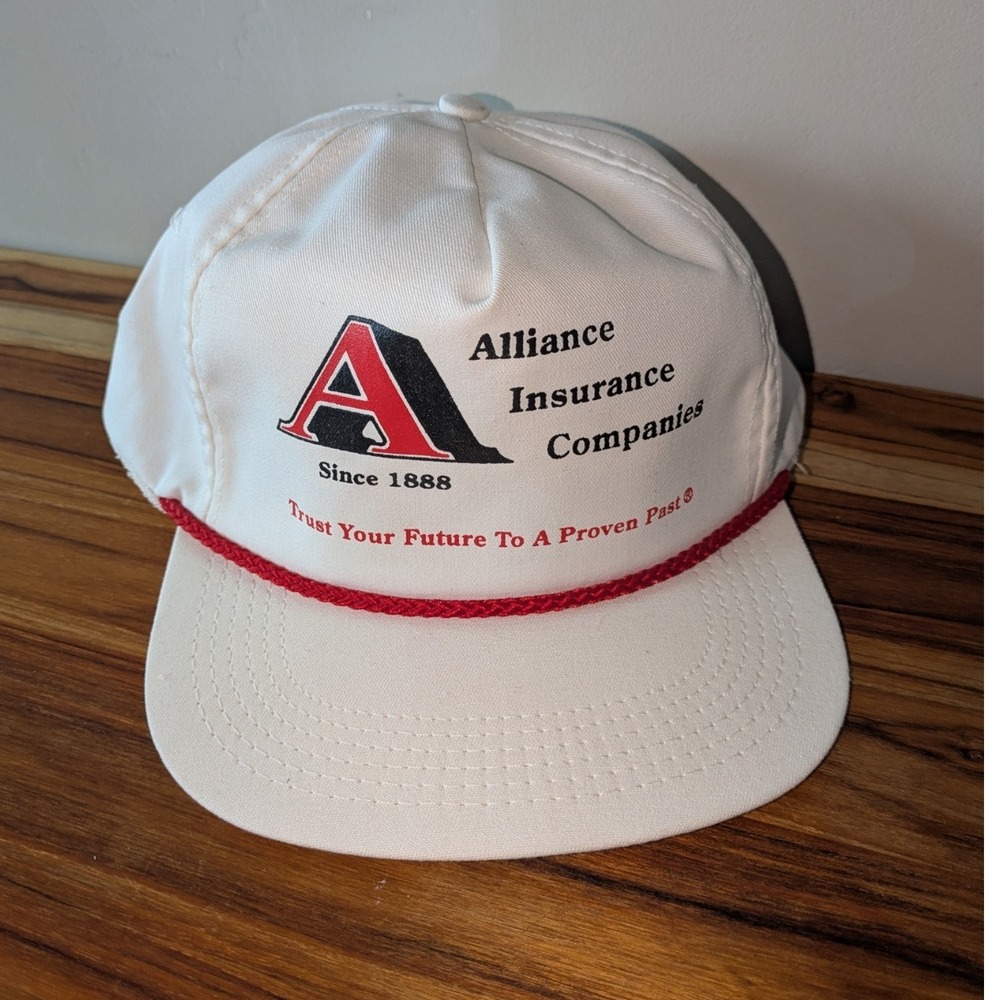 Vintage 80s Alliance Insurance Snapback Hat Made in USA Rope Baseball‎ Cap